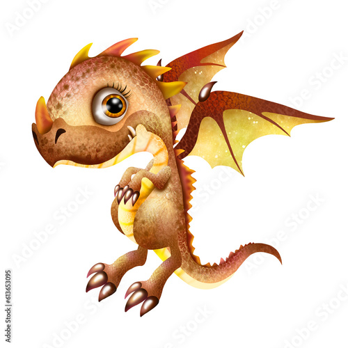 Dragon illustration  cute baby dragon  symbol of the year 2024  dragon with big eyes