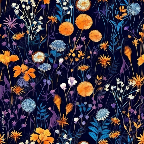 beautiful vivid random wildflowers vector