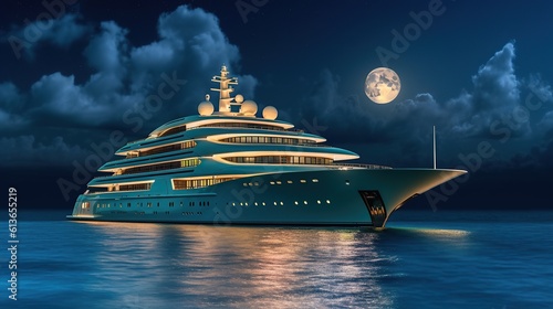 yacht with half moon Generative AI