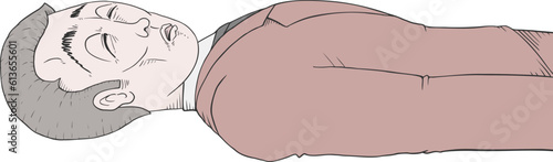 Man in jacket tired in ground