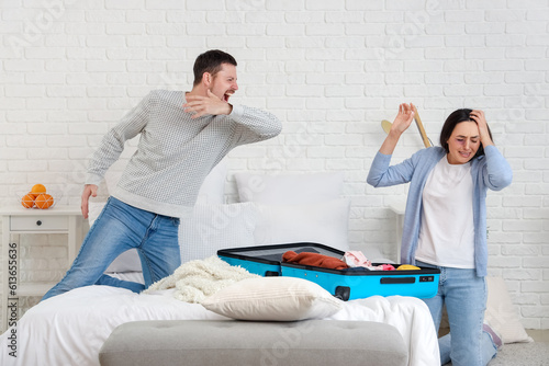 Angry husband fighting his ...