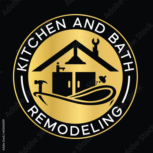 Kitchen and Bath logo design-Kitchen and Bath vector icon design