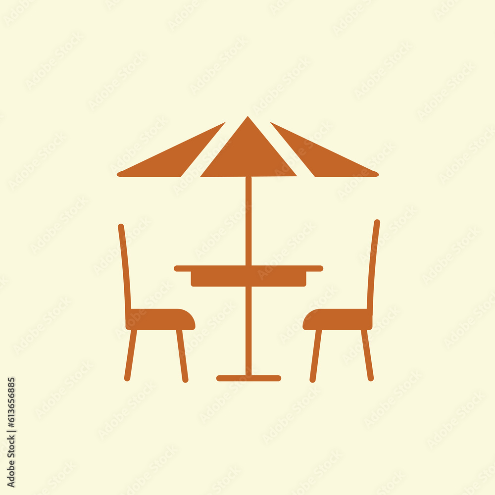 Fototapeta premium Vector illustration line art editable icon of Terrace cafe.