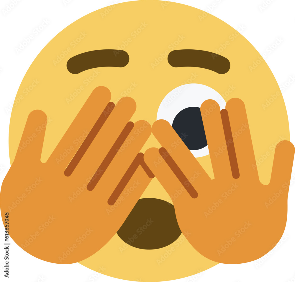 Top quality emoticon. Closing eyes. flat emoji closing eyes with hand