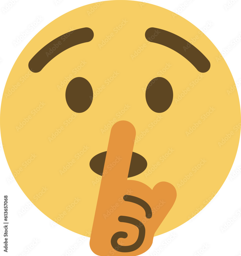 Top quality emoticon. Quiet emoji shh gesture, shush silent smiley