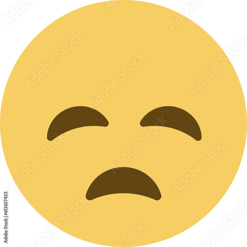 Downcast emoji. Sad yellow face, emoticon with closed eyes