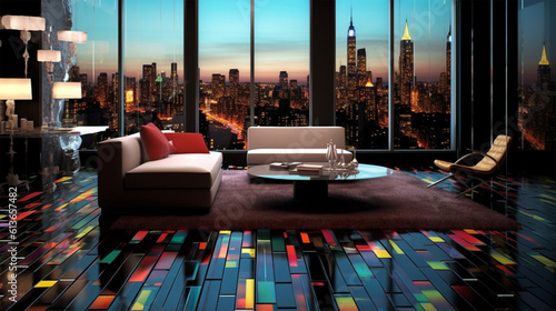 A colorful modern skyrise condo photo