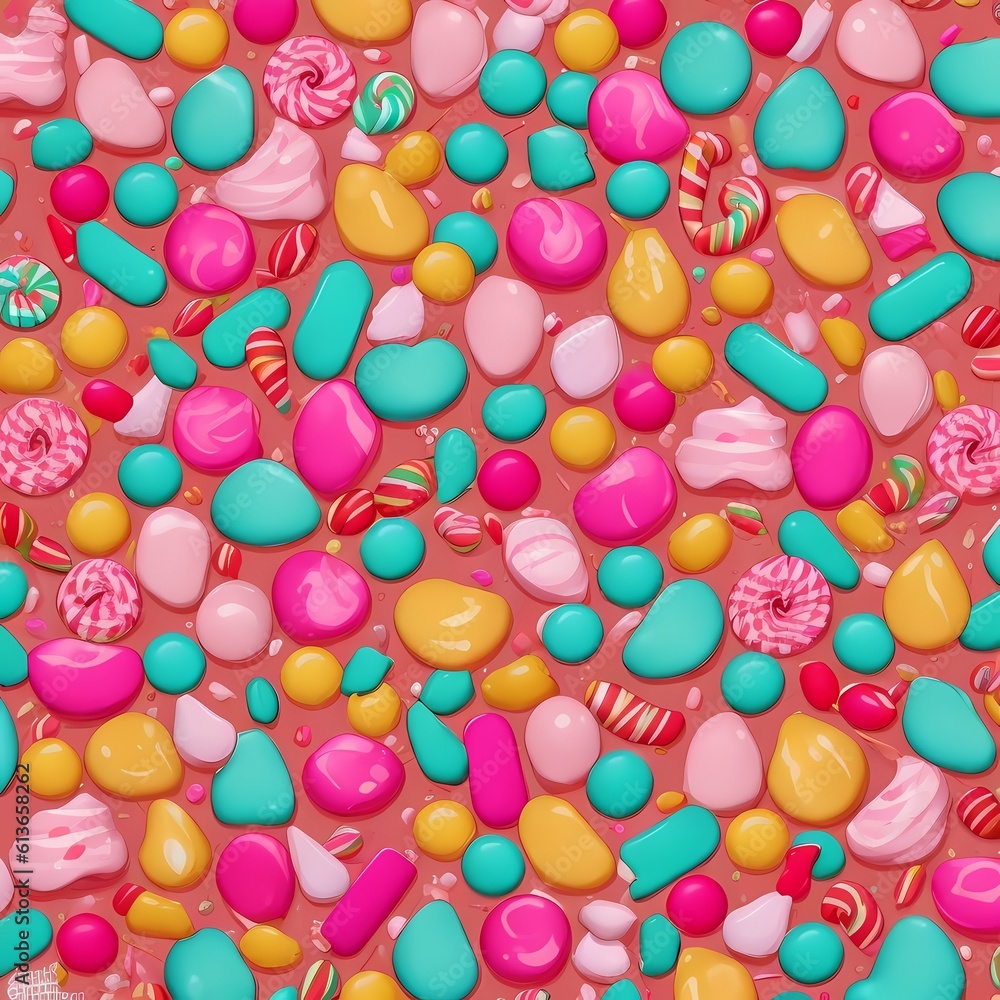 Immerse in the Enchanting Candyland: AI-Generated Illustration Depicting Sugar-Coated Candy Canes, Lollipops, and Irresistible Hard Candies Immerse in the Enchanting Candyland: AI-Generated Illustration Depicting Sugar-Coated Candy Canes, Lollipops, and Irresistible Hard Candies
