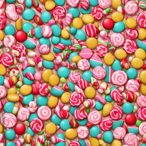 Sugar-Coated Delights: AI-Generated Illustration of Festive Candies for Vibrant Wallpaper