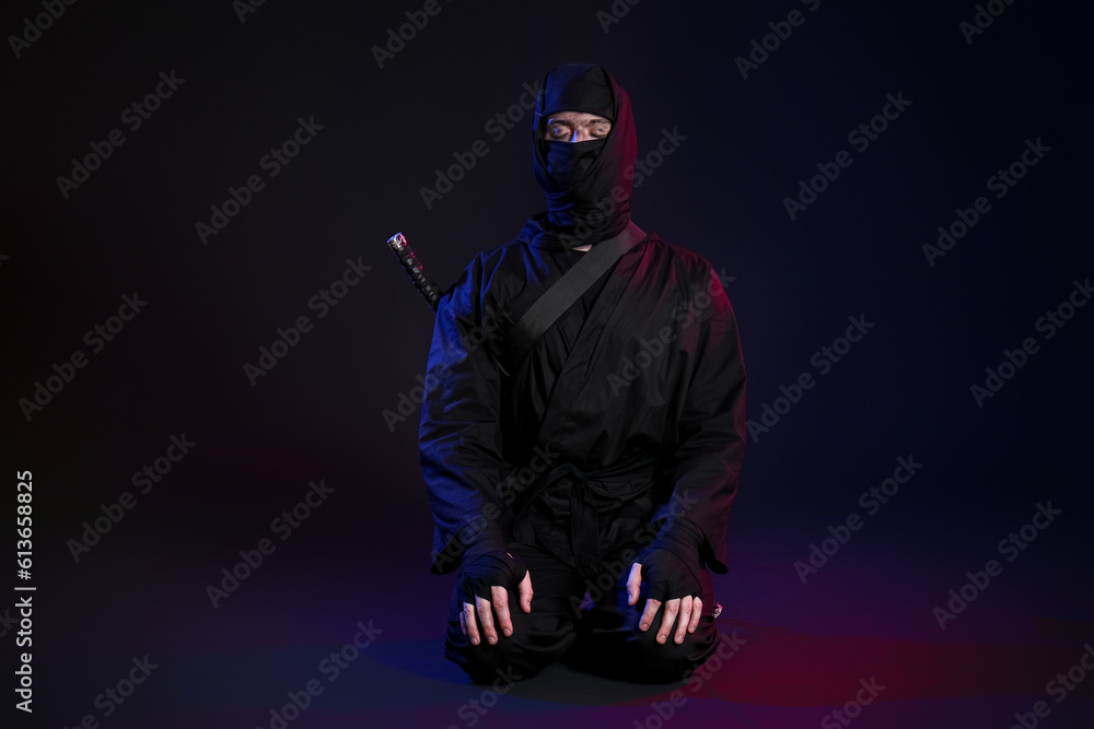 Male ninja on black background Male ninja on black background