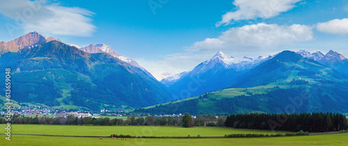 Alps mountains tranquil country summer panorama  Austria .