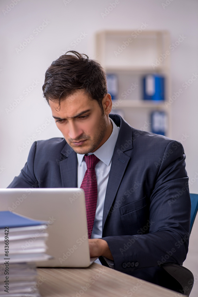 Young male employee working in the office Young male employee working in the office
