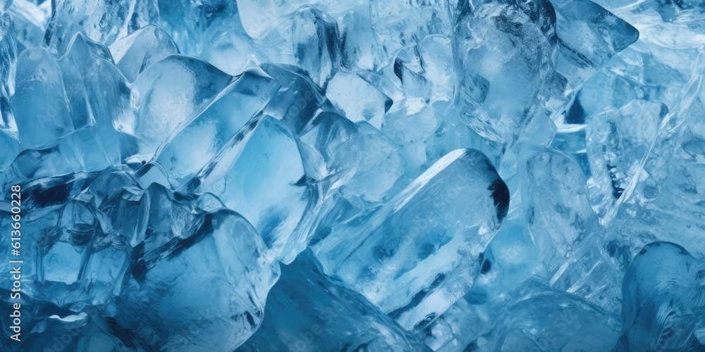 Abstract Glacial Blue ice, Nature-themed background pattern, in a horizontal format in JPG. Generative AI