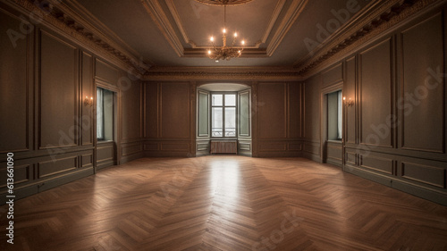 Empty Beaux arts room with no furniture  created with generative AI technology