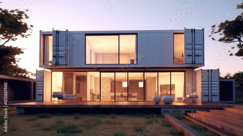 Modern container house, Conceptual modern house made from recycled containers.