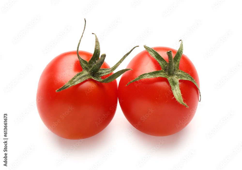 Fresh cherry tomatoes on white background Fresh cherry tomatoes on white background