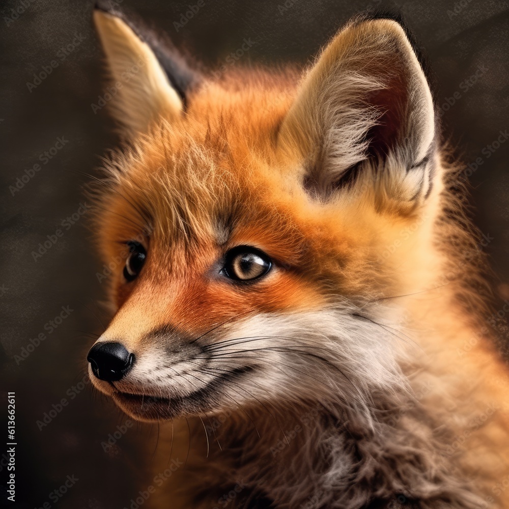 Red fox cub in meadow, vulpes vulpes, Small young cub in forest. Red fox cub in meadow, vulpes vulpes, Small young cub in forest.