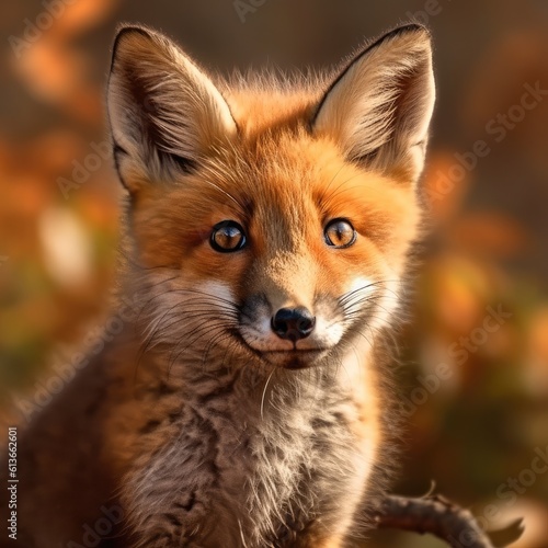 Red fox cub, Cute little wild predators in natural environment. © visoot