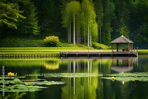 lake in the parkgenerated by AI technology 