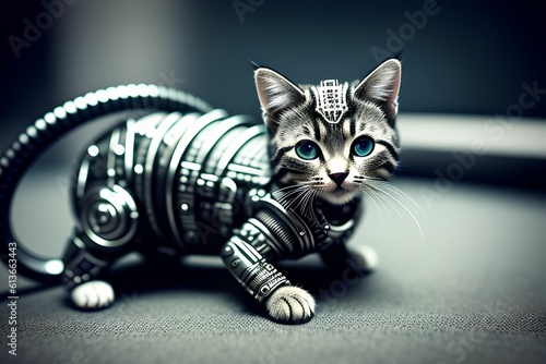 Still Life with Kitten, digital art created by generative artificial intelligence
