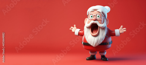 Surprised Cartoon Christmas Santa Claus with Space for Copy