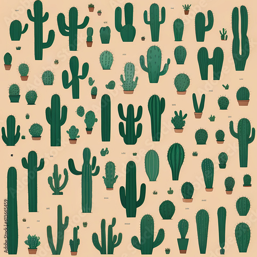 Exploring Nature's Spiky Charm: AI-Generated Cactus Illustrations with Intricate Motifs