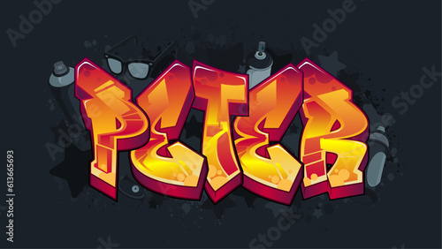 Graffiti Styled Urban Street Art Tagging Name Design - Peter