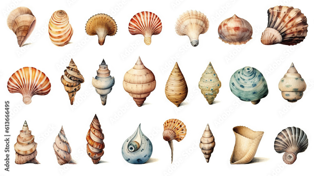 watercolor stickers set of under water life, ai generative watercolor stickers set of under water life, ai generative