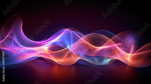 Sound neon wave illustration , neon waves, sound vibrations, neon color. generative ai