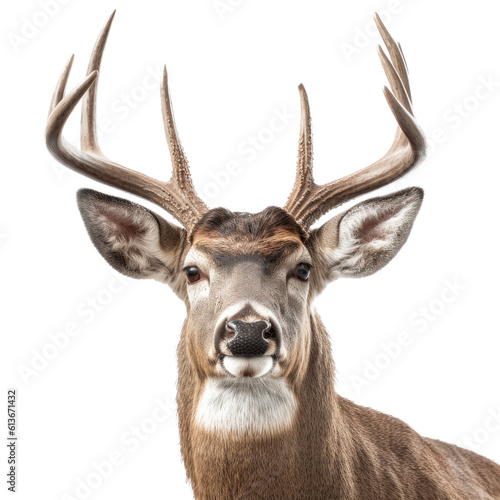 a Whitetail deer Buck, portrait, elusive animal, Wildlife-themed, photorealistic illustrations in a PNG, cutout, and isolated. Generative AI photo