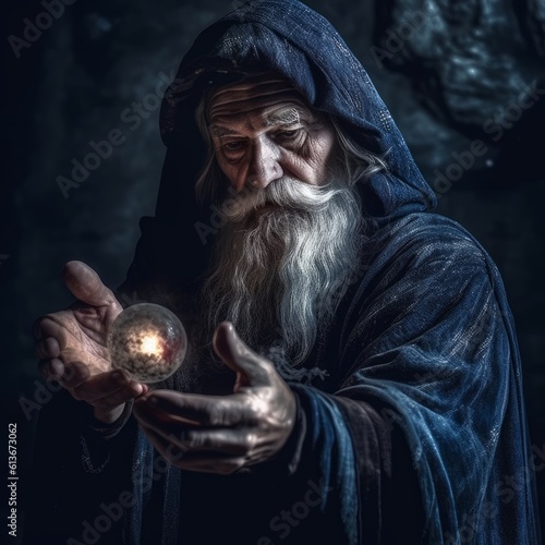 Ancient sorcerer casting a spell