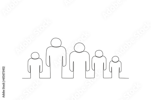 Human population on earth. World population day one-line drawing