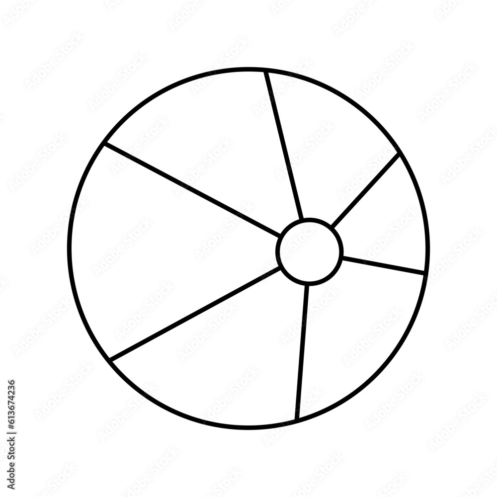 Beach ball for playing volleyball or water polo, doodle style flat vector outline for coloring book Beach ball for playing volleyball or water polo, doodle style flat vector outline for coloring book