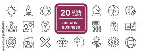 Creative business line icons. Editable stroke. For website marketing design, logo, app, template, ui, etc. Vector illustration.