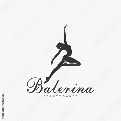 Ballerina silhouette, dancer moving in pointe and tutu.