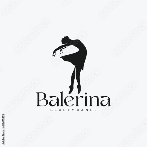 Ballerina silhouette, dancer moving in pointe and tutu.