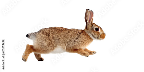 a spring-themed illustration featuring adorable isolated bunnies and rabbits running, jumping, and bouncing all set on a transparent background and provided in PNG. Generative AI