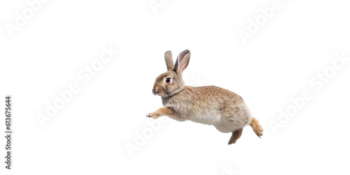 a spring-themed illustration featuring adorable isolated bunnies and rabbits running, jumping, and bouncing all set on a transparent background and provided in PNG. Generative AI