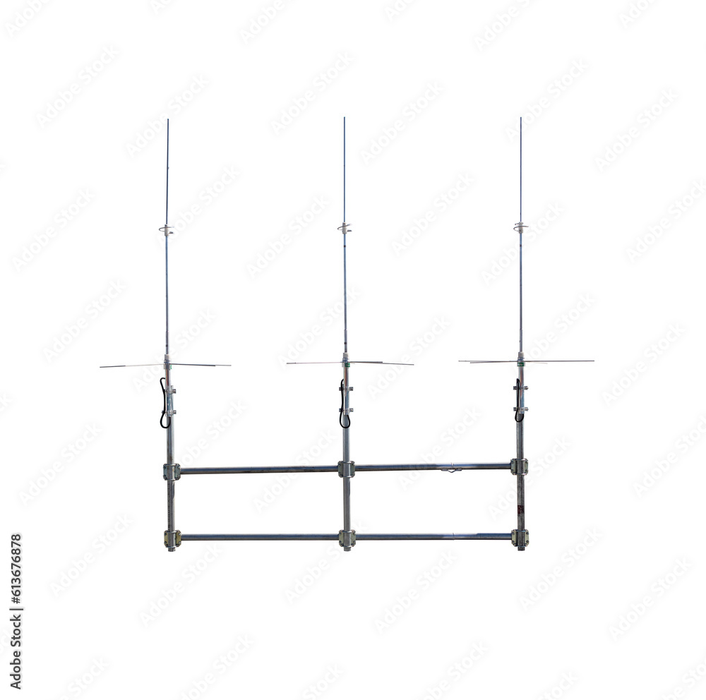 Rooftop small radio communication tower antenna and television. Is device that converts
