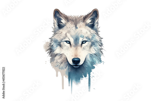 The wolf's face on a white background isolated 