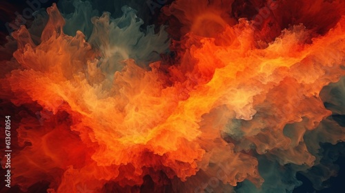 A close up of an orange and blue cloud. Generative AI image.