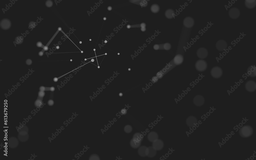 Fototapeta premium Abstract background. Molecules technology with polygonal shapes, connecting dots and lines. Connection structure. Big data visualization.