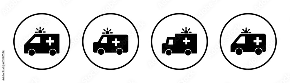 Ambulance icon set illustration. ambulance truck sign and symbol. ambulance car Ambulance icon set illustration. ambulance truck sign and symbol. ambulance car