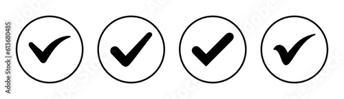 Check mark icon set illustration. Tick mark sign and symbol
