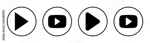Play Icon set illustration. Play button sign and symbol
