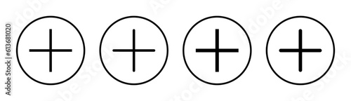 Plus Icon set illustration. Add plus sign and symbol