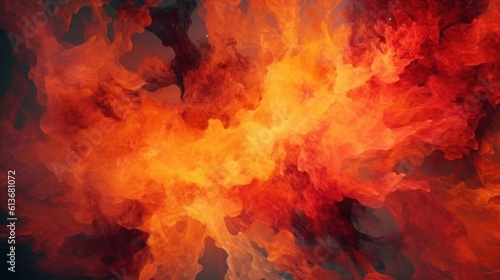 An abstract painting of red and orange smoke. Generative AI image.