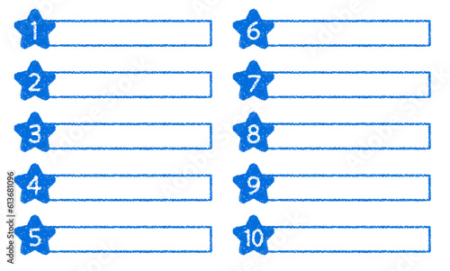 クレヨン素材　数字がついた星の形のタイトルデザインセット