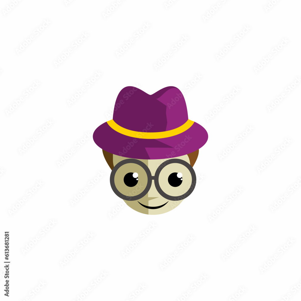 funny face with hat vector