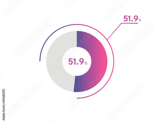 Wallpaper Mural 51.9 Percentage circle diagrams Infographics vector, circle diagram business illustration, Designing the 51.9% Segment in the Pie Chart. Torontodigital.ca